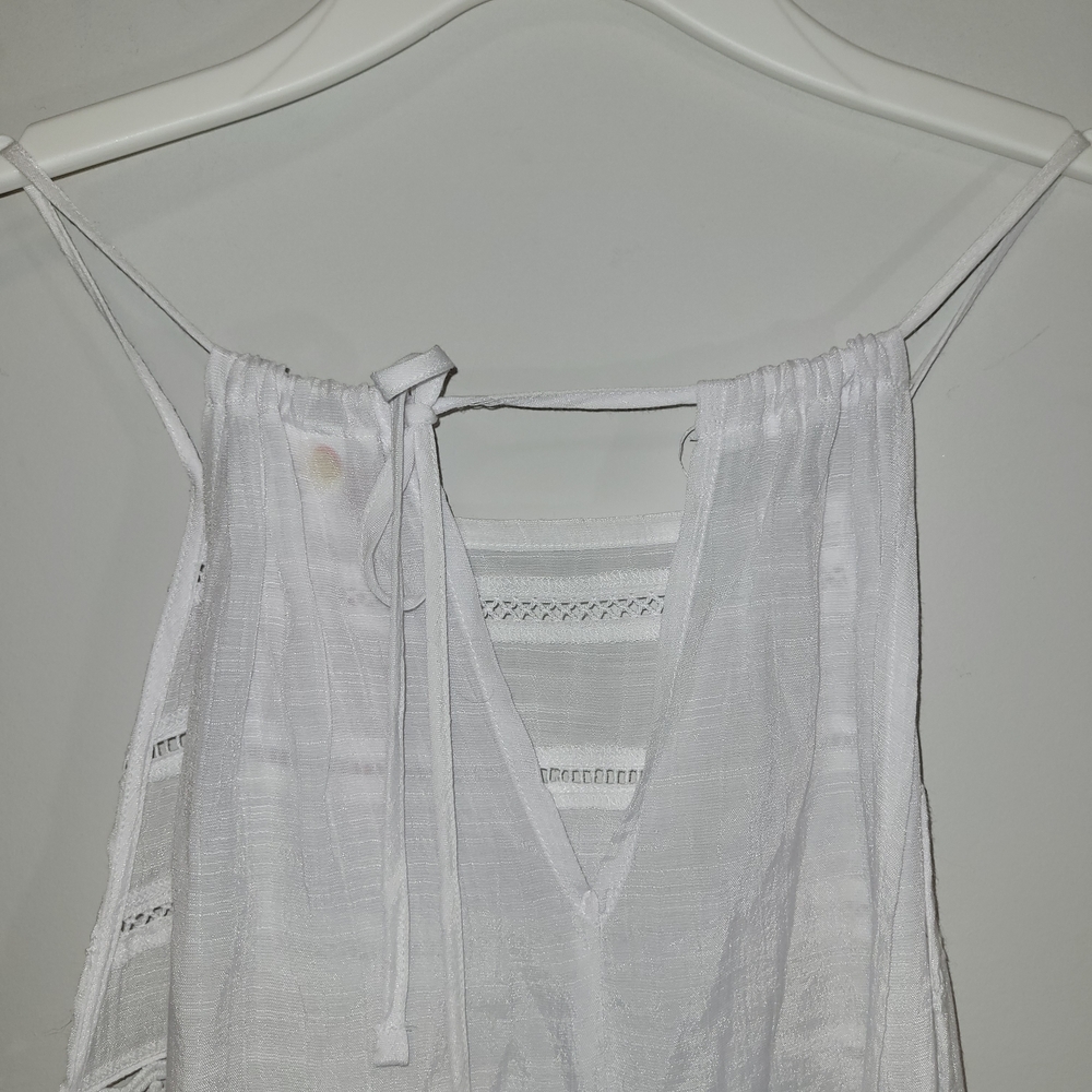 Xhilaration White Boho Lace Trim Tunic Tank Top Tie Back NWT S - Picture 6 of 6
